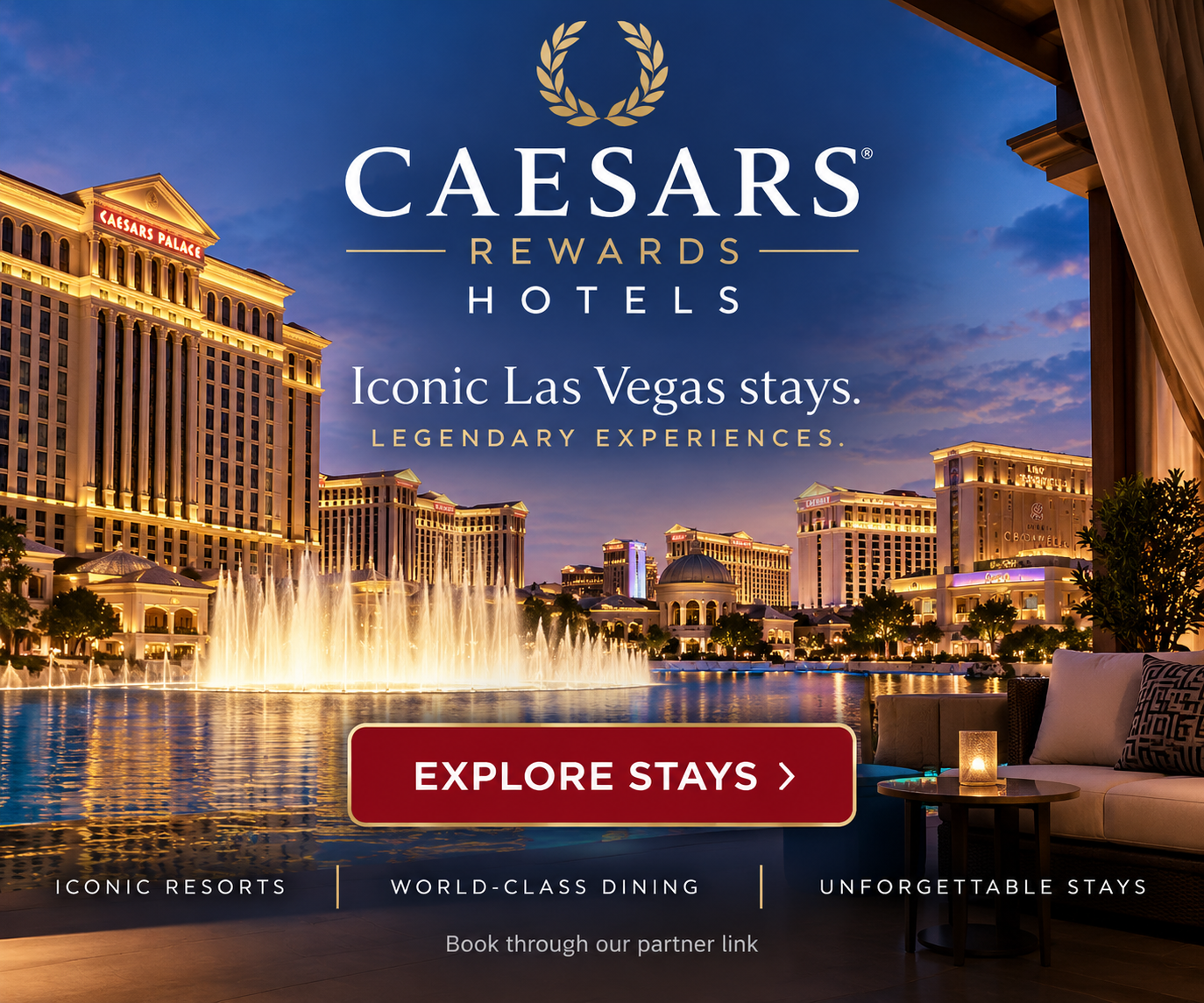 Caesars Rewards — book stays, shows and getaways